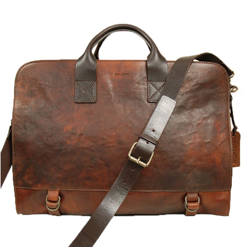 Brun läderportfölj 15" ⎪ Old Tuscany ⎪ Chiarugi