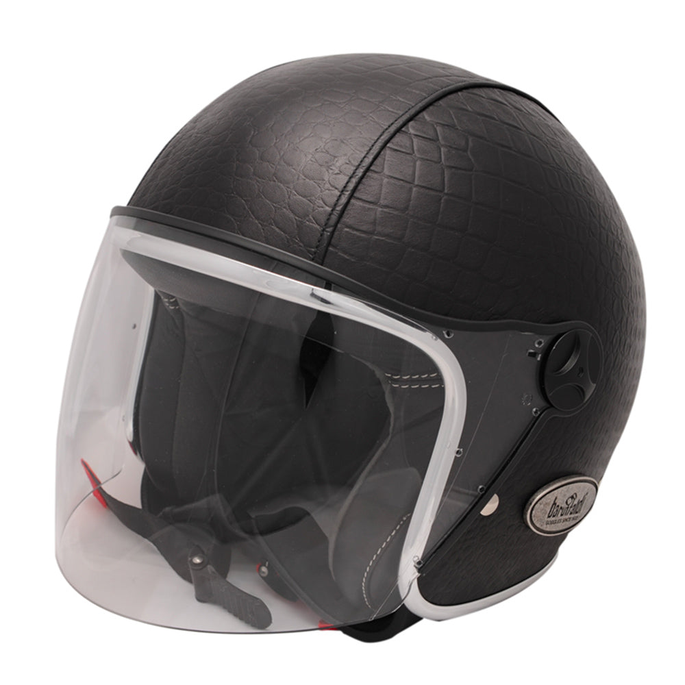 Black open helmet with visor ⎪Crocco ⎪ Barrufaldi