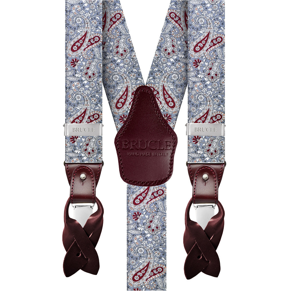 Weinrote Hosenträger mit Paisley-Muster⎪ Brucle