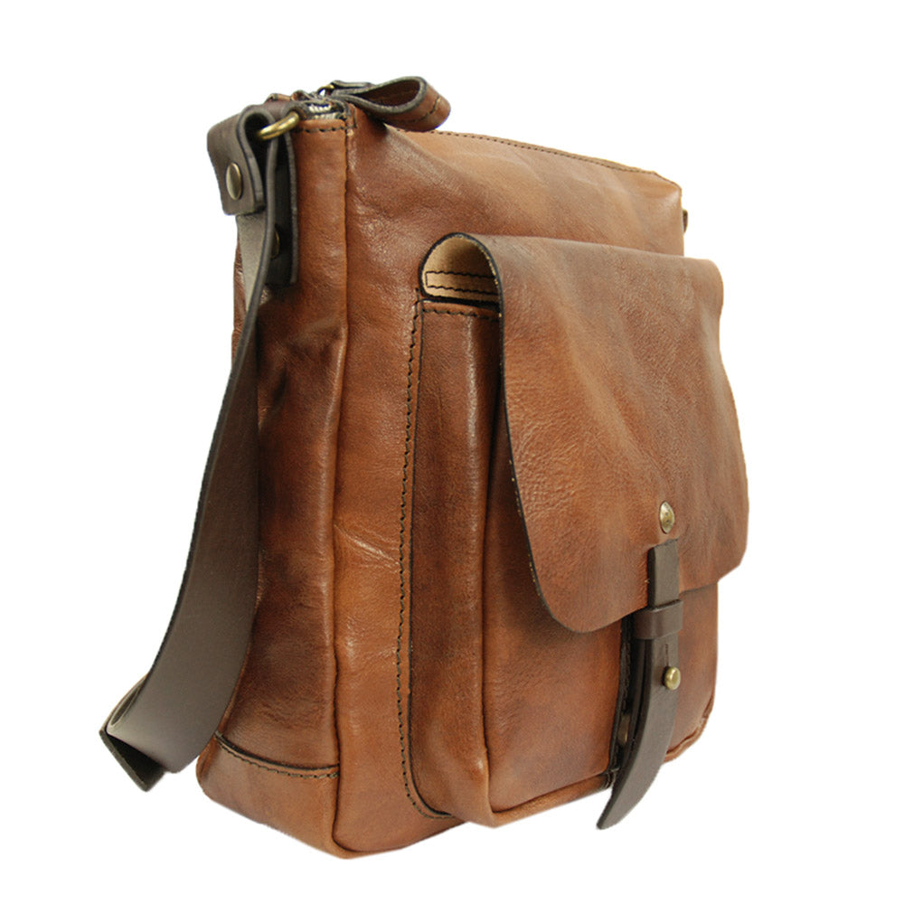 Kleine braune Messenger-Tasche mit Tasche ⎪ Old Tuscany⎪ Chiarugi