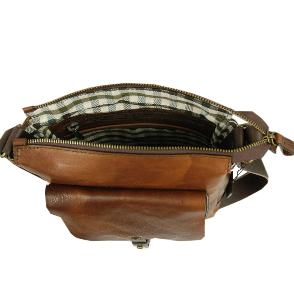 Kleine braune Messenger-Tasche mit Tasche ⎪ Old Tuscany⎪ Chiarugi