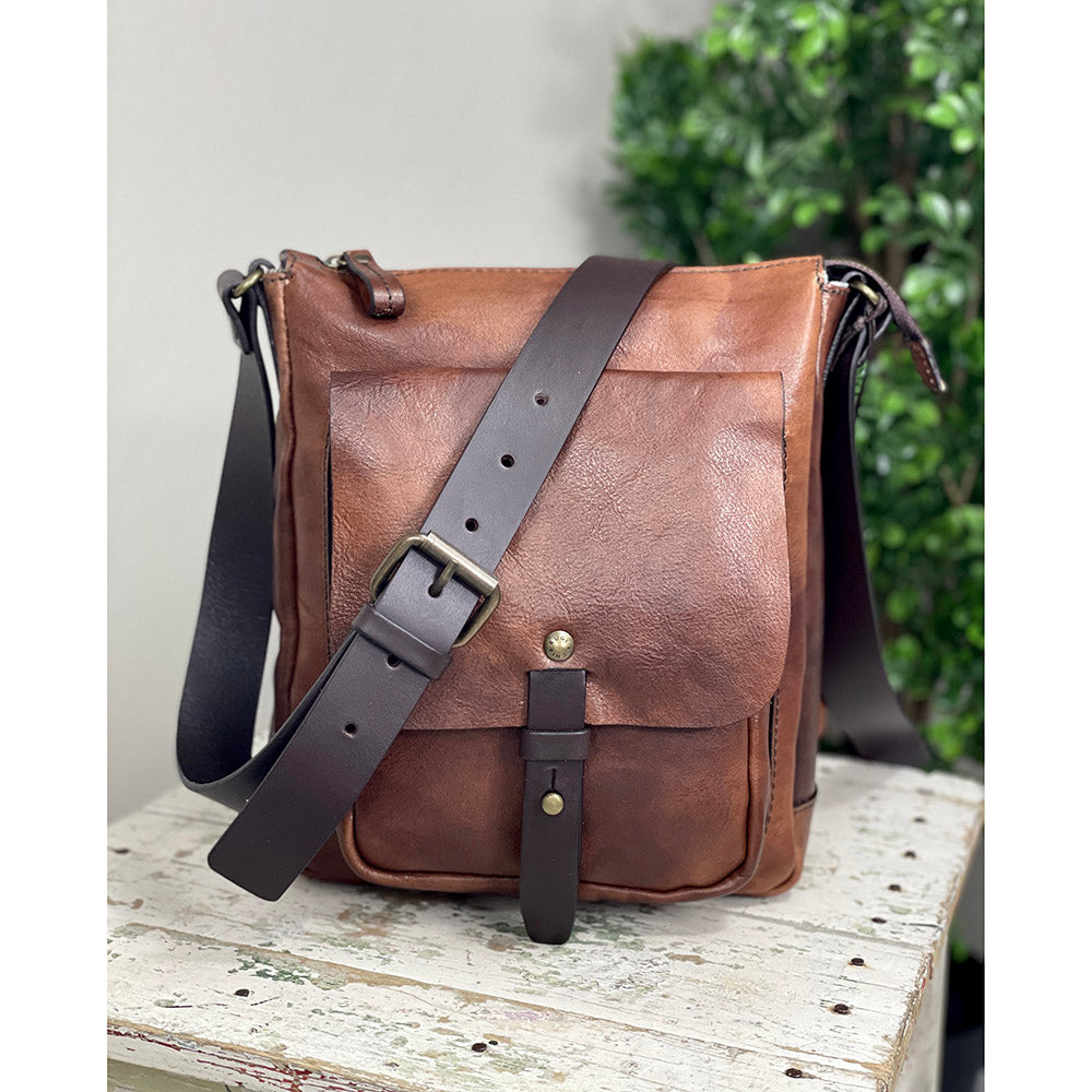 Kleine braune Messenger-Tasche mit Tasche ⎪ Old Tuscany⎪ Chiarugi
