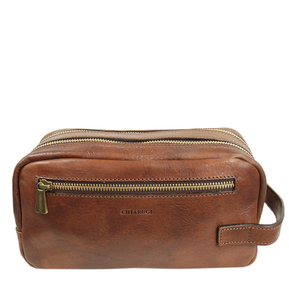 Brown leather toiletry bag ⎪ Old Tuscany ⎪ Chiarugi