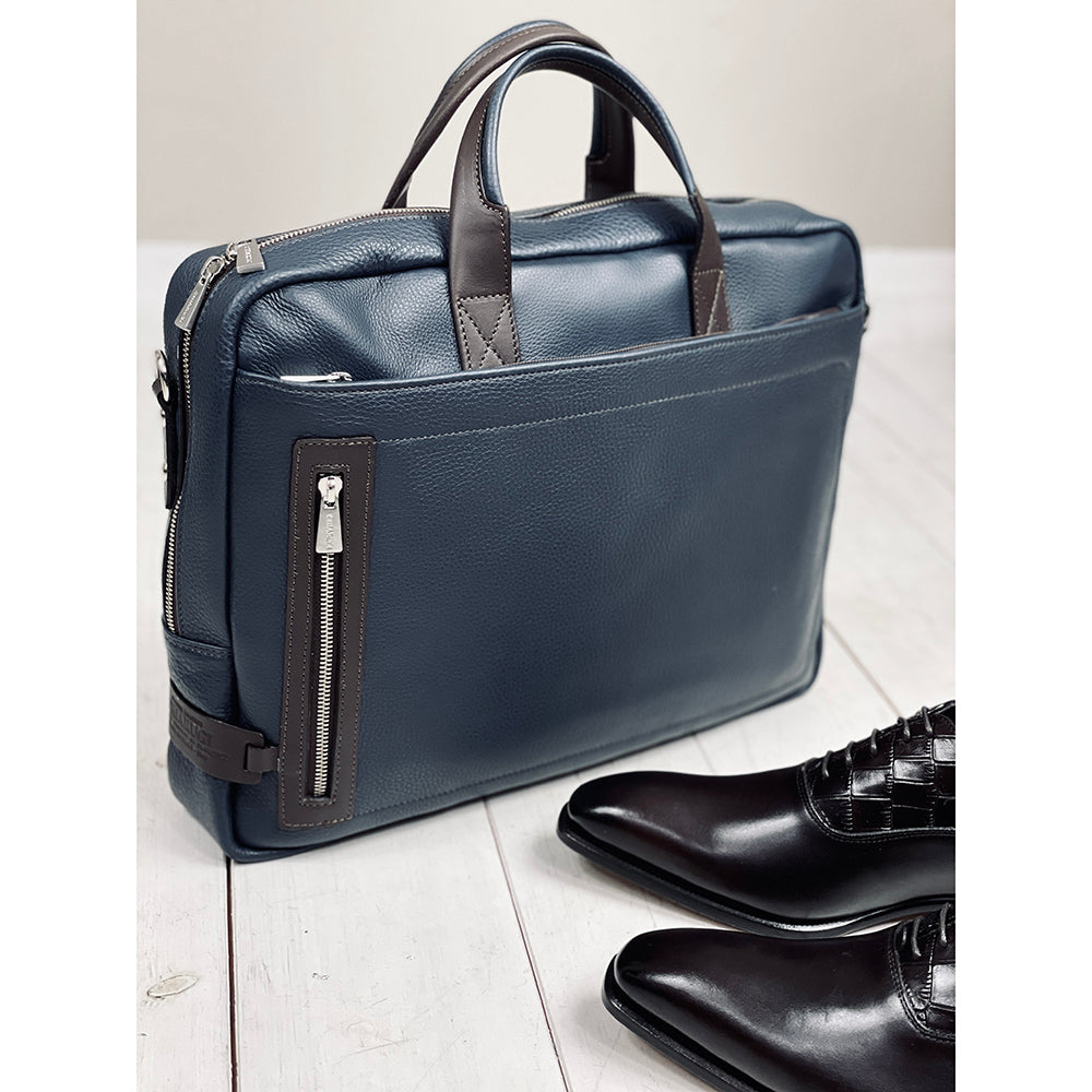 Blue Leather Briefcase 16" ⎪ Classic City ⎪ Chiarugi
