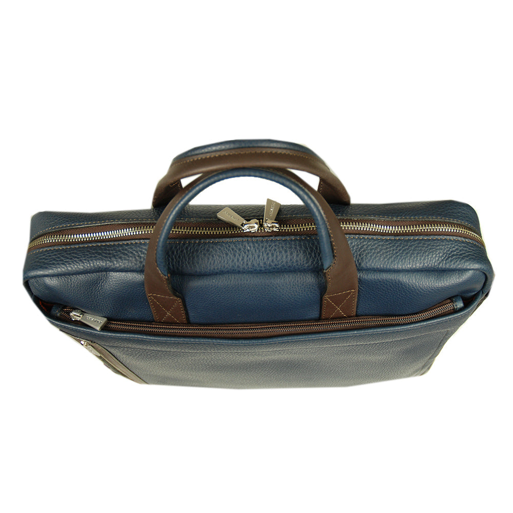 Blue Leather Briefcase 16" ⎪ Classic City ⎪ Chiarugi