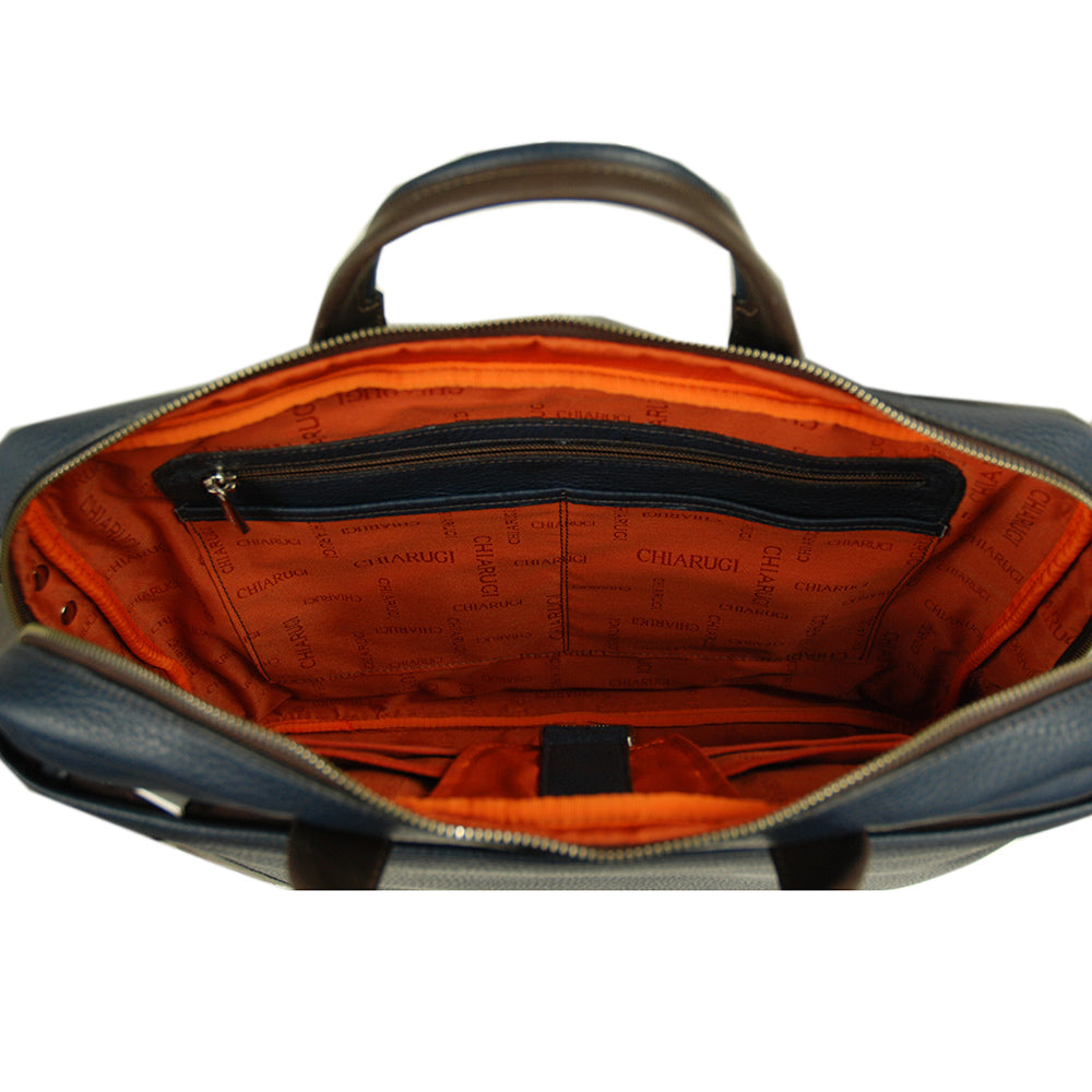 Blue Leather Briefcase 16" ⎪ Classic City ⎪ Chiarugi