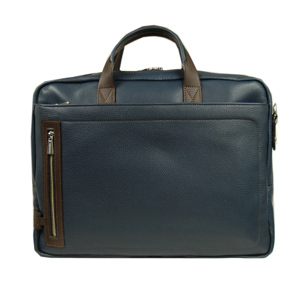 Blue Leather Briefcase 16" ⎪ Classic City ⎪ Chiarugi