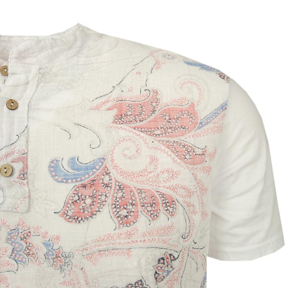Weißes T-Shirt mit rotem Muster⎪ Circus Red