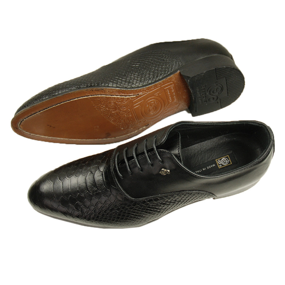 Black leather shoe ⎪ Patterned Oxford ⎪ Cerruti Sergio