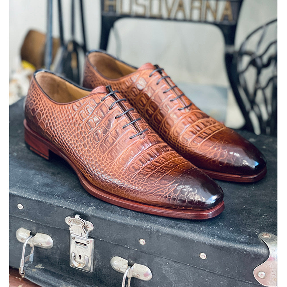 Brown leather shoe⎪ Crocco ⎪ Cerruti Sergio