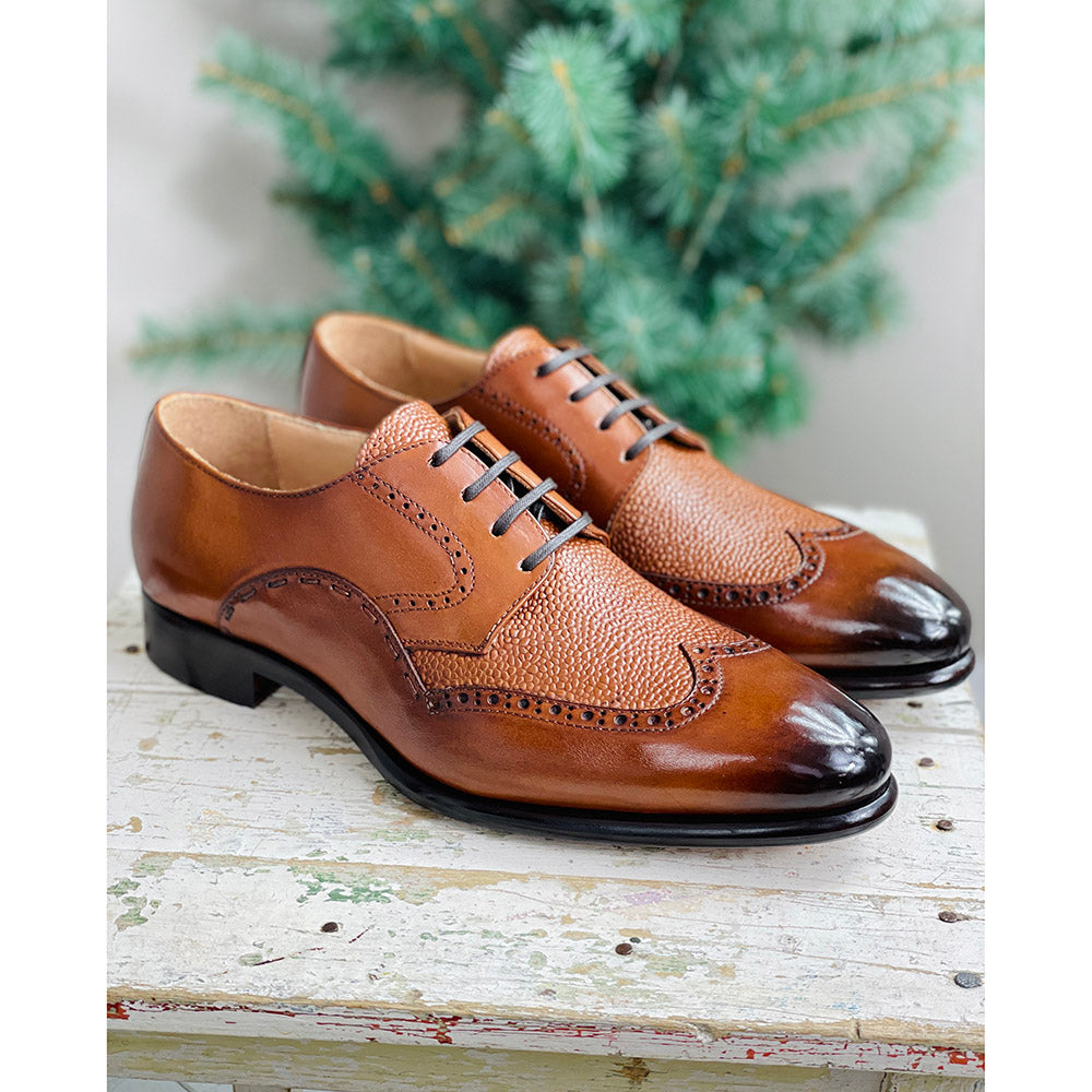 Cognac brown leather shoe⎪ Cerruti Sergio