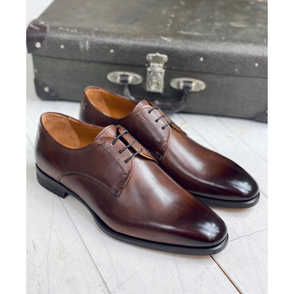 Dark brown leather shoe⎪ Derby⎪ Cerruti Sergio