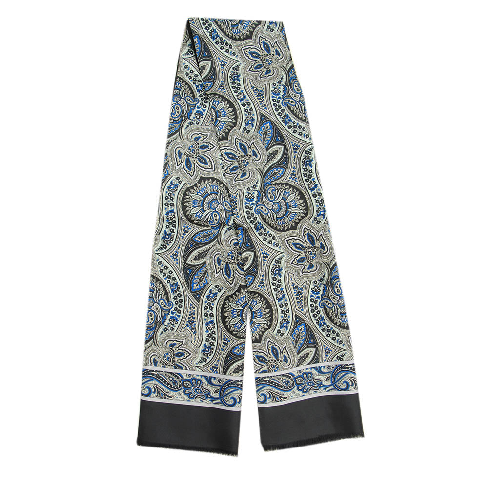 Svart / Blå lång silkescarf med ullfoder⎪ Giorgio Redaelli
