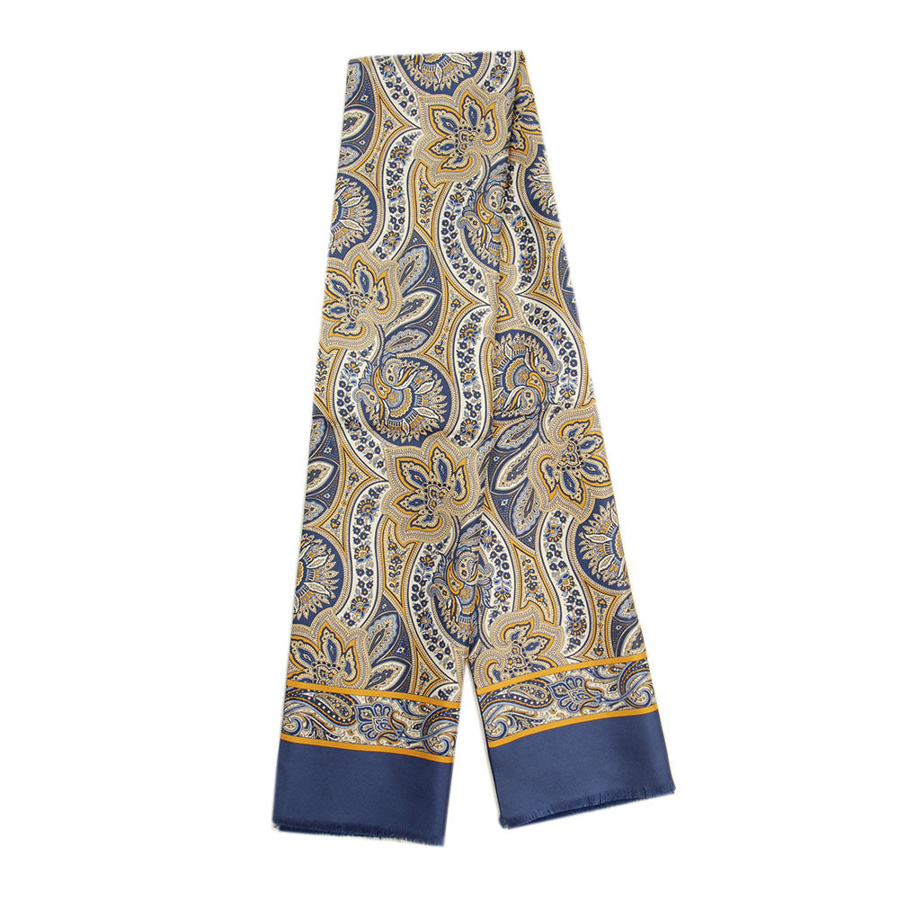 Sininen paisley kuvio silkkihuivi villavuorilla⎪ Giorgio Redaelli