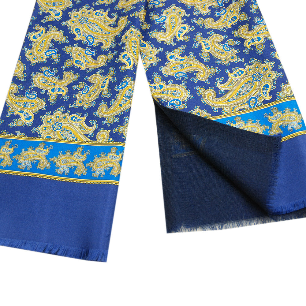 Sininen paisley silkkihuivi villavuorilla⎪ Giorgio Redaelli