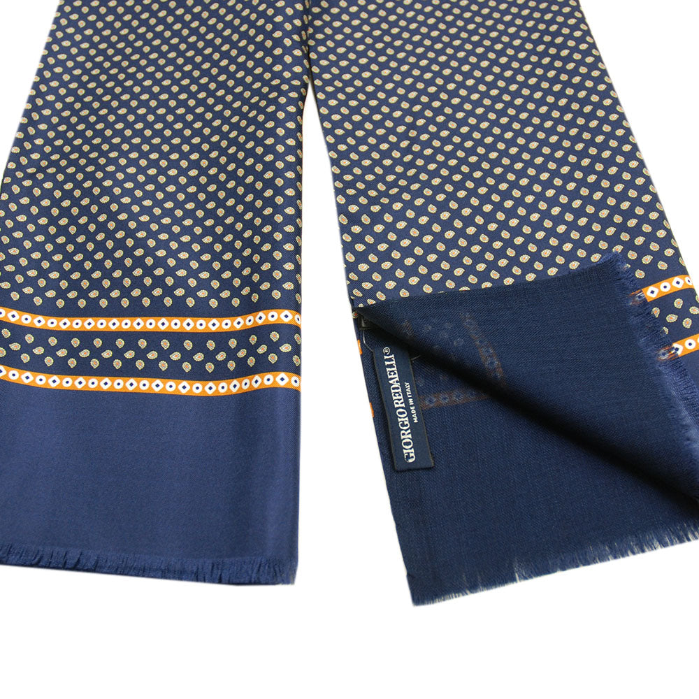 Mörkblå sidenscarf med ullfoder⎪ Giorgio Redaelli
