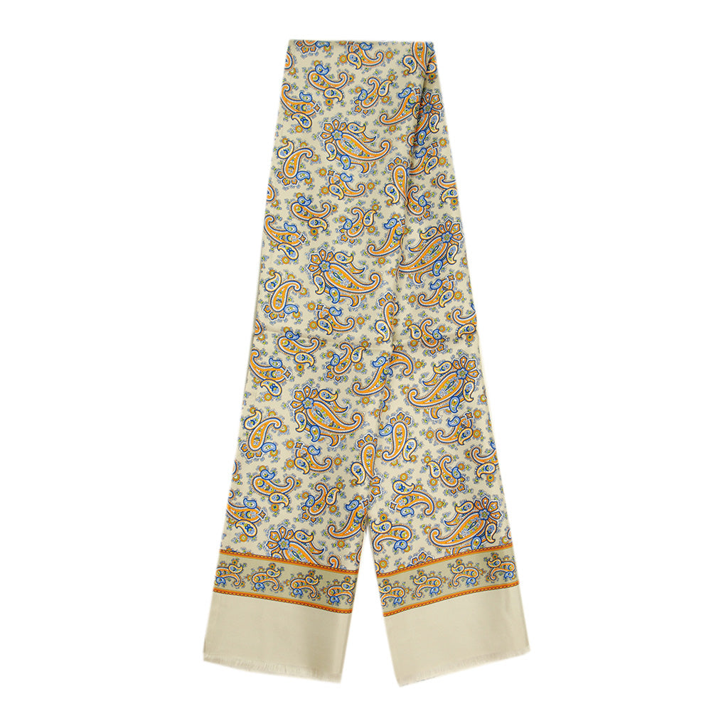 Champagne-colored paisley silk scarf with wool lining⎪ Giorgio Redaelli