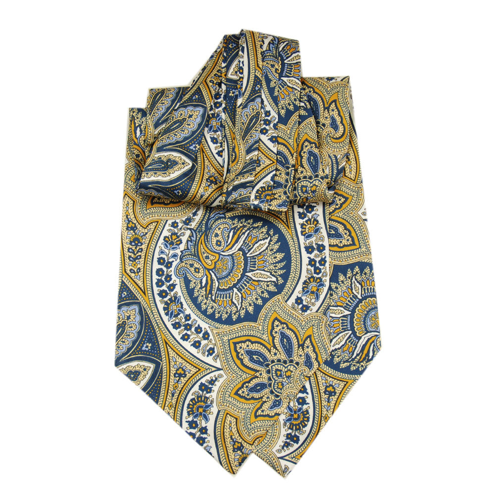 Blaue Paisley-Muster Ascot-Krawatte ⎪Giorgio Redaelli
