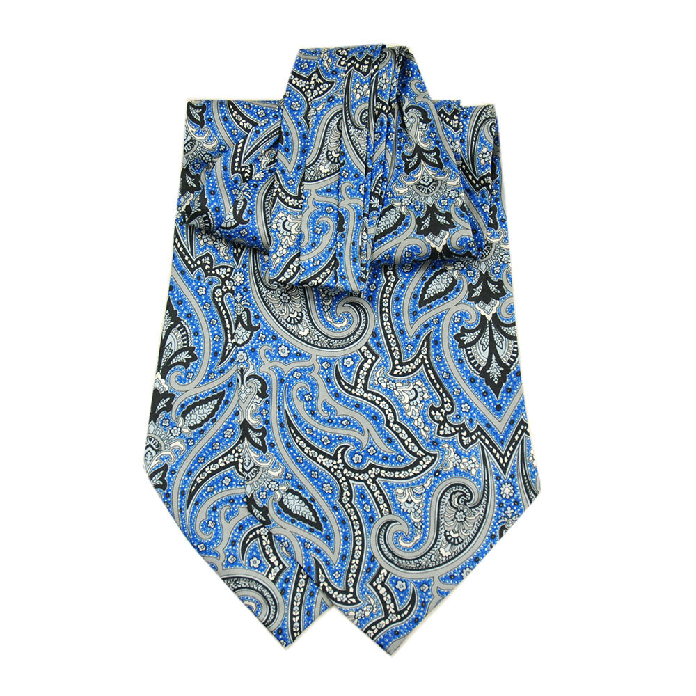 Blue / Black paisley ascot scarf ⎪ Giorgio Redaelli