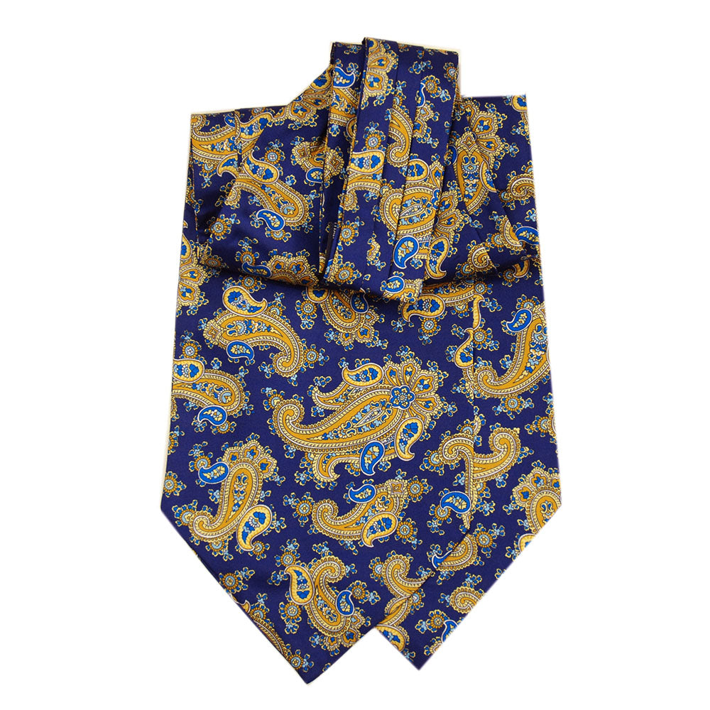 Blue/Gold paisley ascot scarf ⎪Giorgio Redaelli