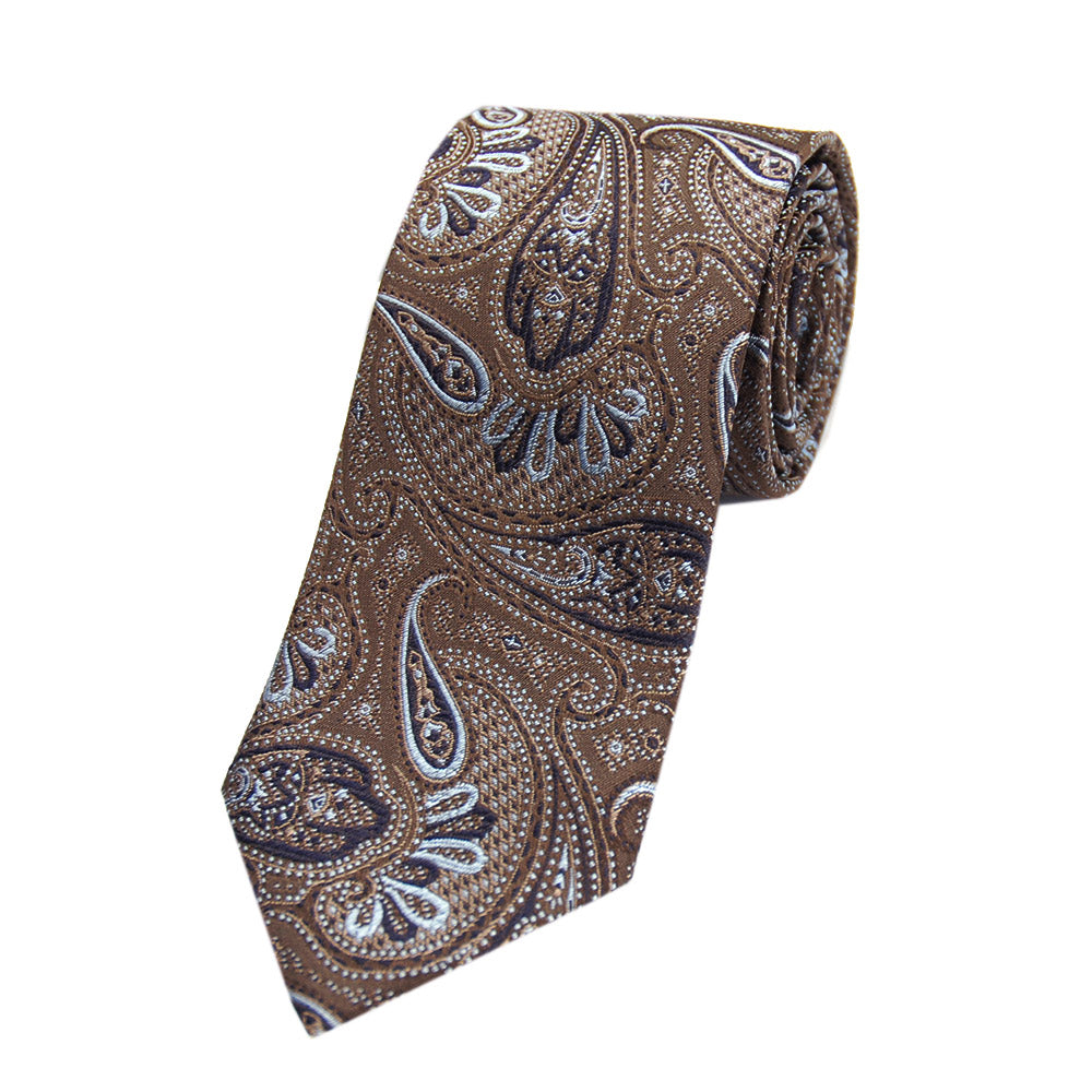 Brown silk tie with paisley pattern⎪ Giorgio Redaelli