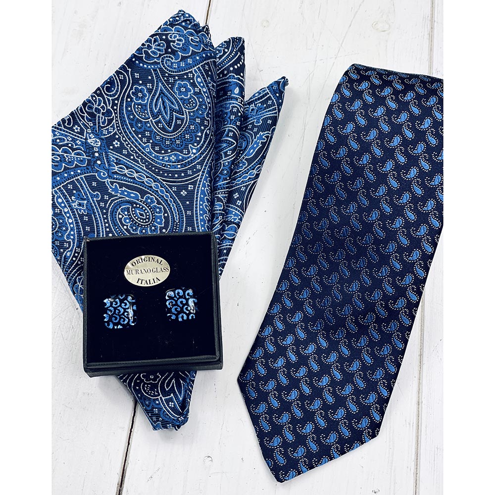 Tummansininen paisley taskuliina⎪ Giorgio Redaelli
