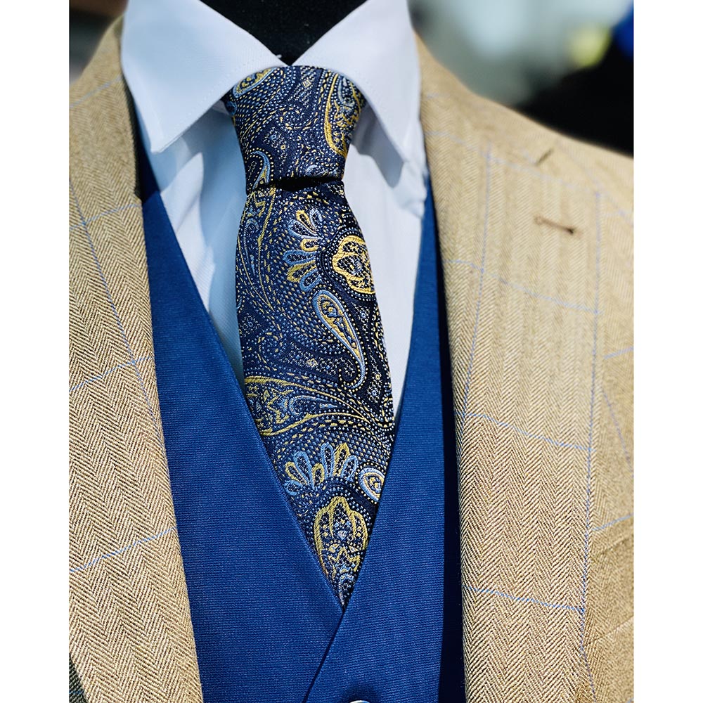 Dark blue silk tie with paisley pattern⎪ Giorgio Redaelli