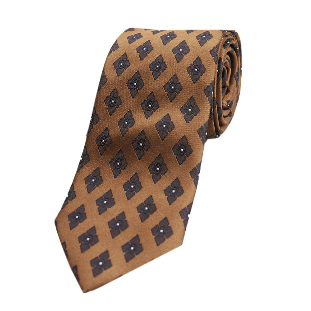 Brown patterned silk tie⎪ Giorgio Redaelli