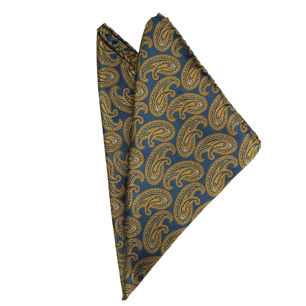 Petrolblaues Paisley-Einstecktuch⎪ Giorgio Redaelli
