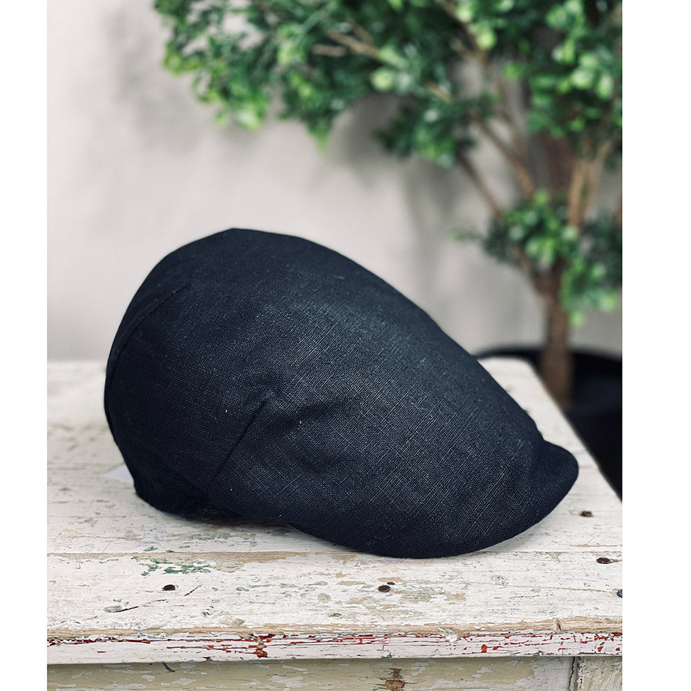 Musta pellava flat cap⎪ Bojua