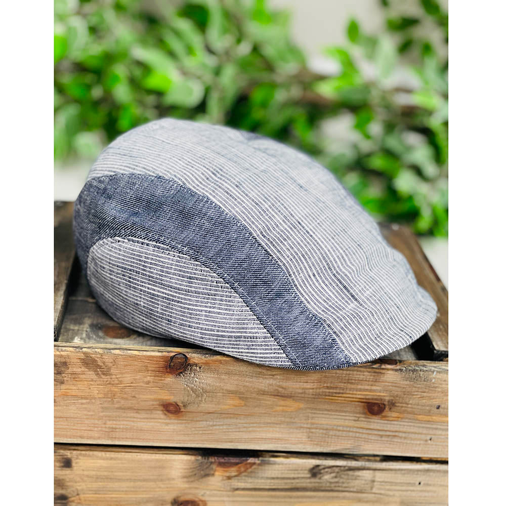 Sininen raidallinen flat cap⎪ Bojua