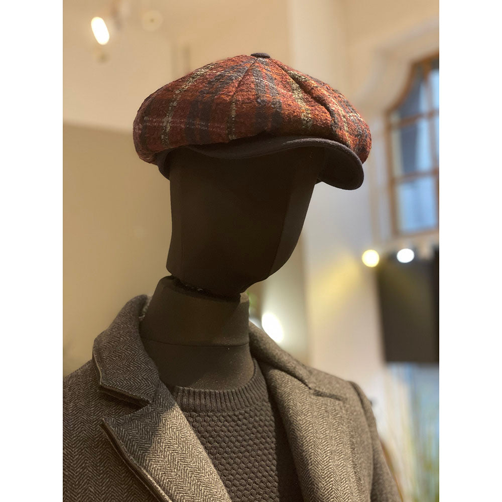 Burgundy ruudullinen flat cap⎪Bojua