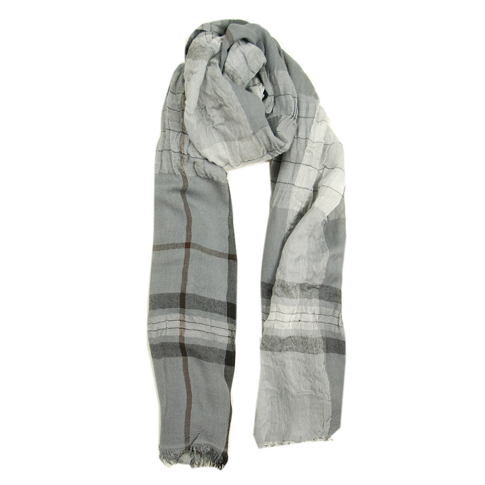 Gray checkered scarf⎪ Bojua
