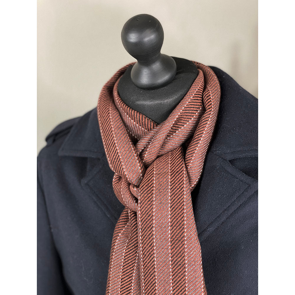Striped brown wool scarf⎪ Bojua