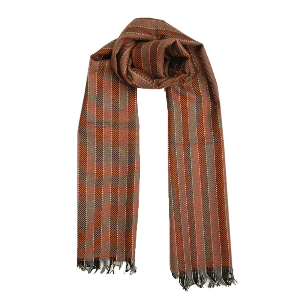 Striped brown wool scarf⎪ Bojua