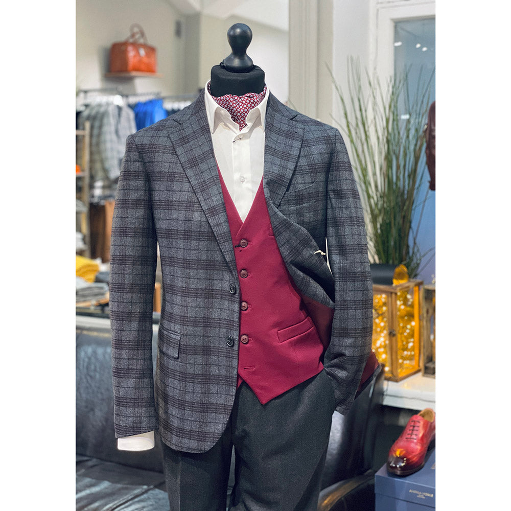 Dunkelgrauer karierter Blazer⎪Posillipo 1930