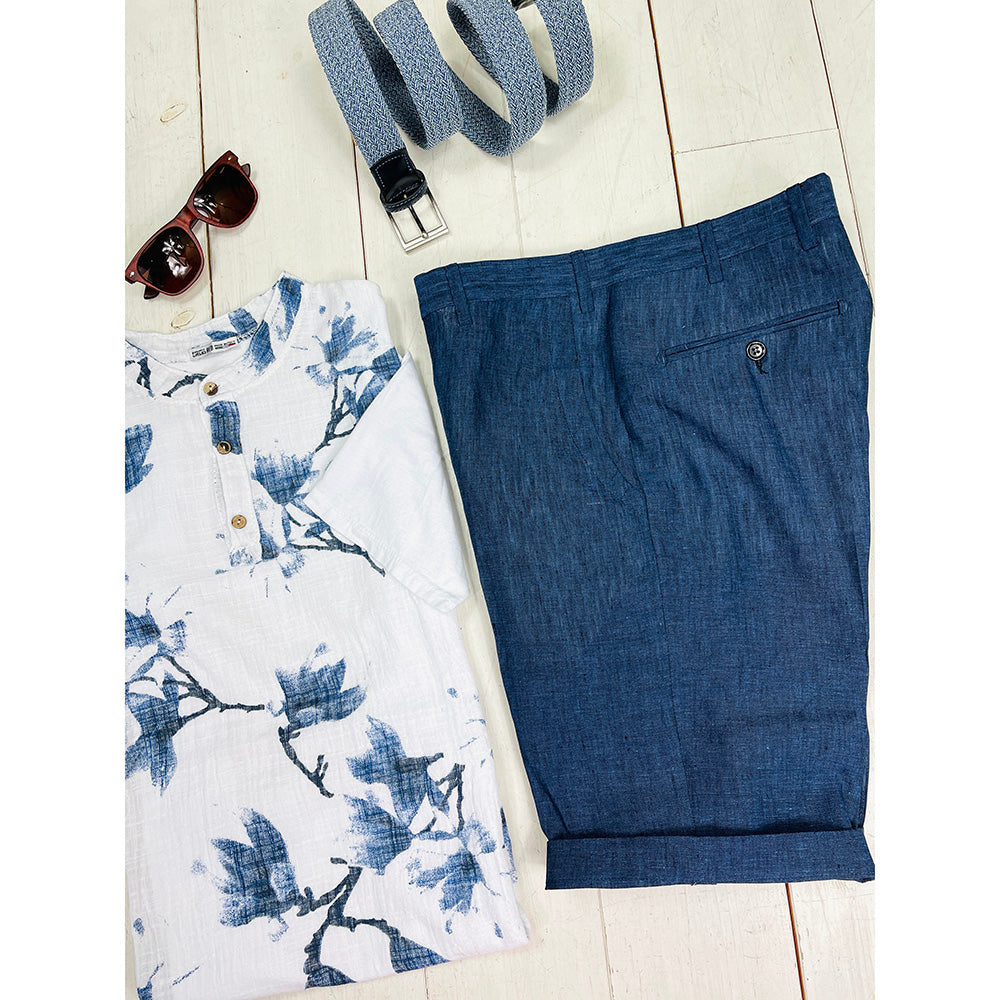 Dunkelblaue Leinen-Shorts⎪ Posillipo