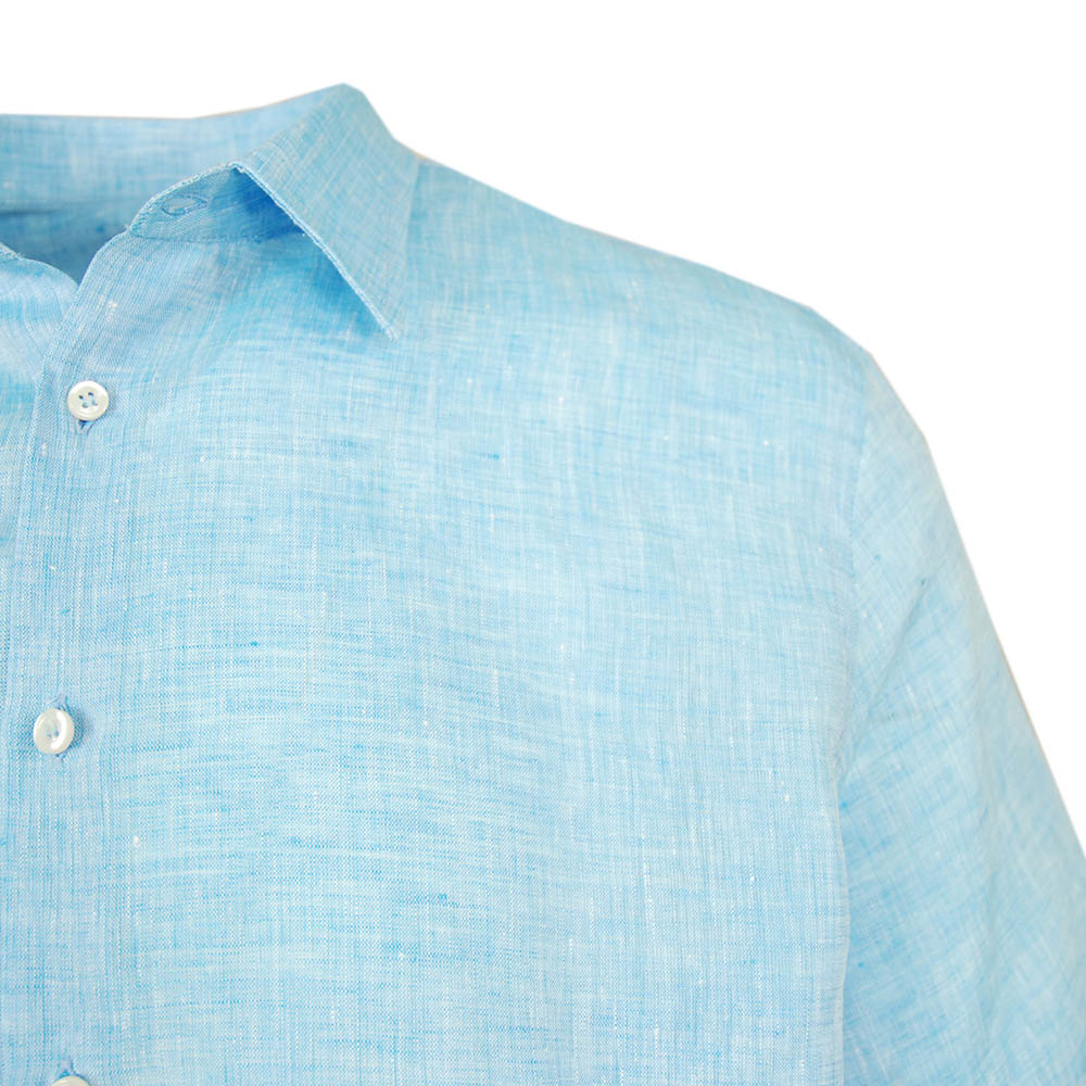 Hellblaues kurzärmliges Leinenhemd⎪ Posillipo