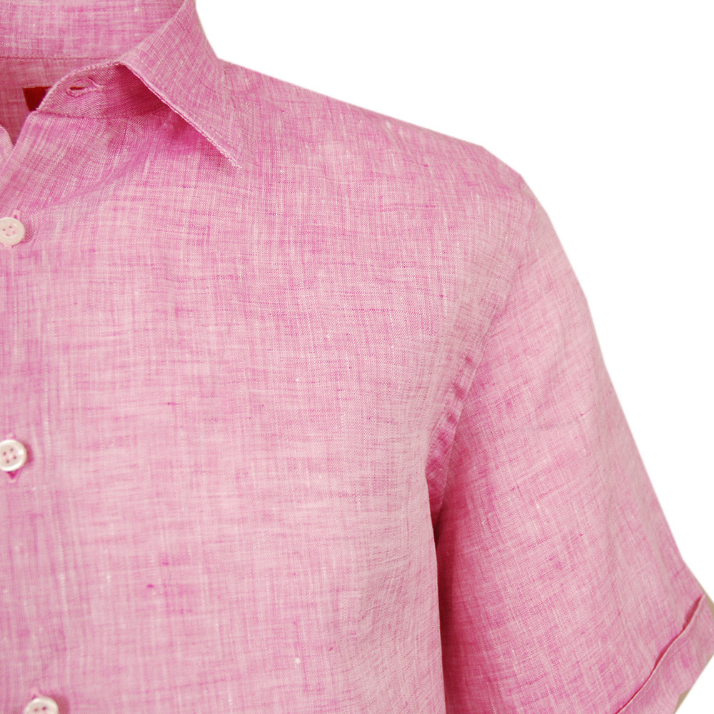 Pinkes kurzärmliges Leinenhemd⎪ Posillipo