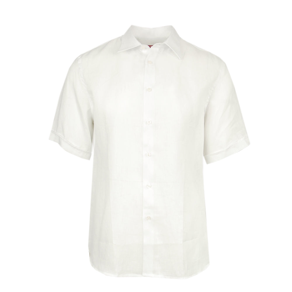 White short-sleeved linen shirt⎪ Posillipo