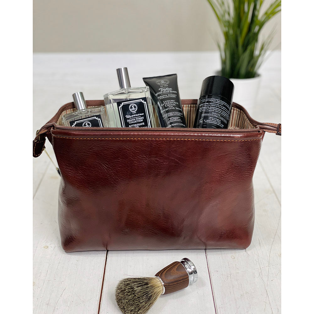 Große braune Ledertoilettentasche⎪ Tuscany Leather