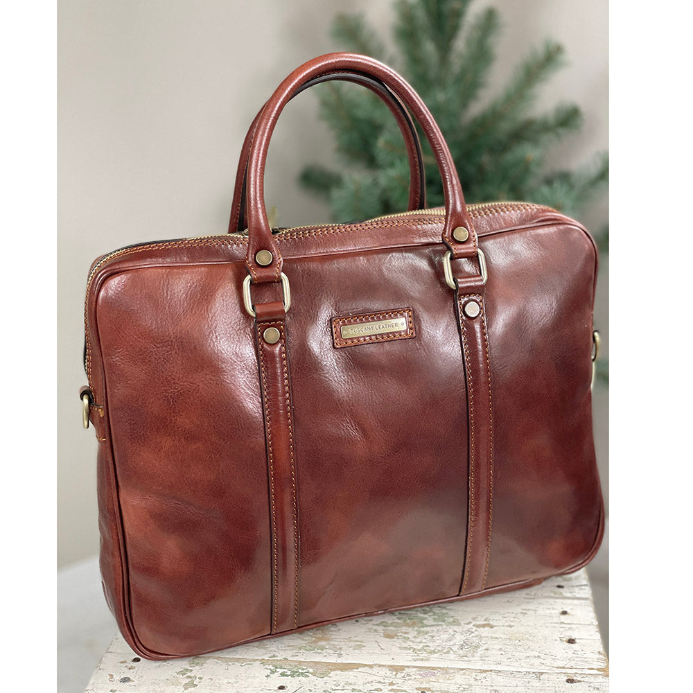 Ruskea nahkasalkku 14" ⎪ Tuscany Leather