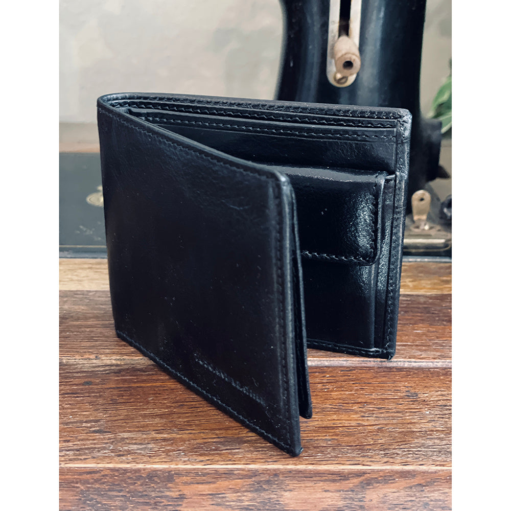 Musta nahkalompakko kolikkotaskulla ⎪Tuscany Leather