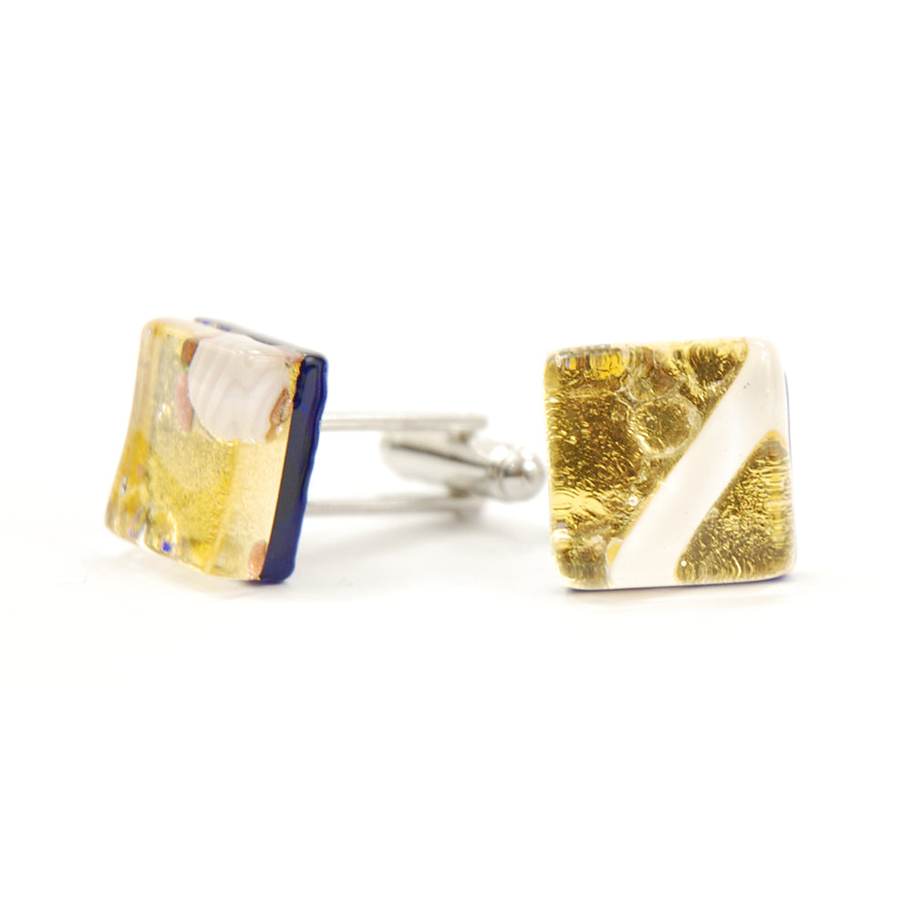 Golden cufflinks with white pattern⎪ Tinti Matteo Venice