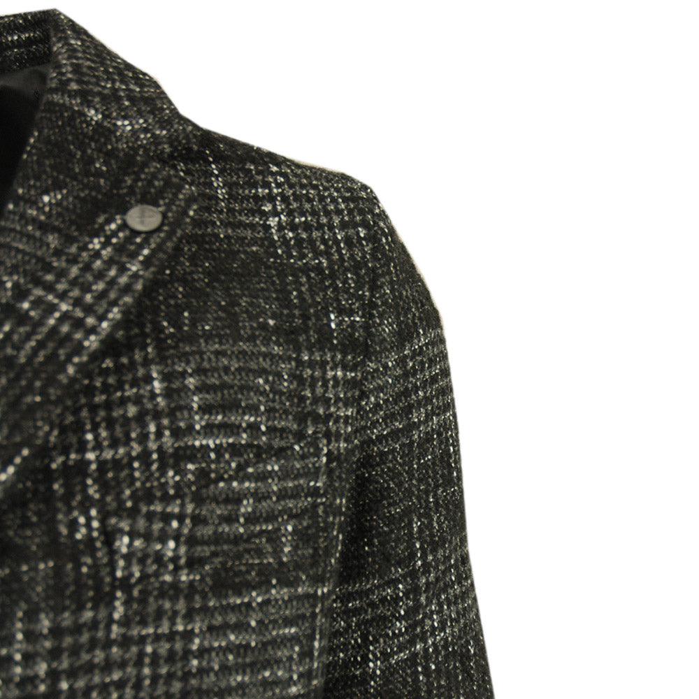 Black checkered wool coat⎪ Xagon Man