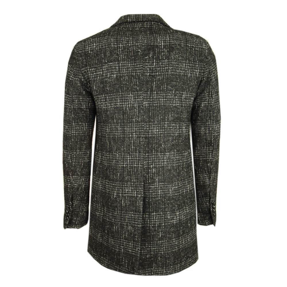 Black checkered wool coat⎪ Xagon Man