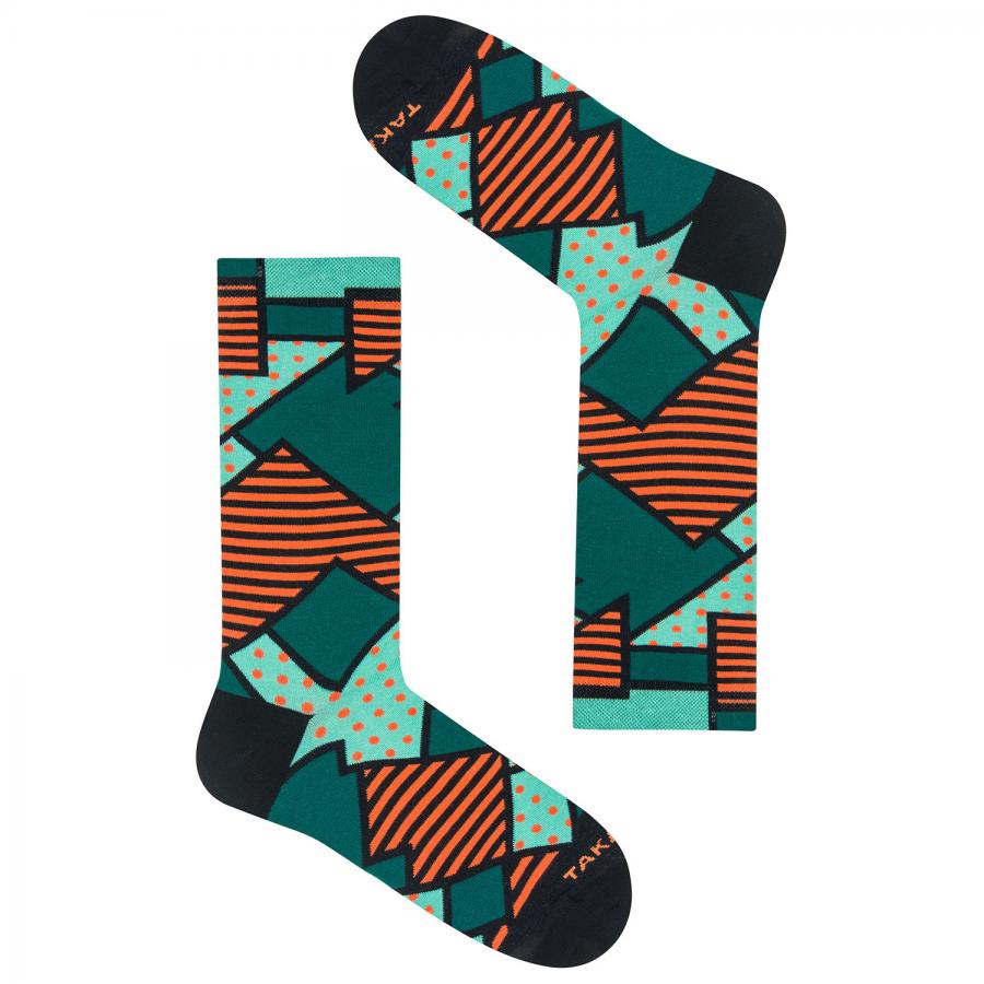 Grüne / Orange Socken 5M6 ⎪Takapara