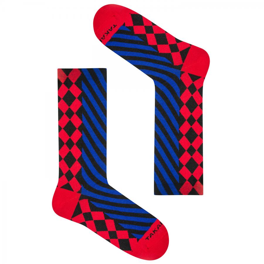 Punaiset sukat sinisellä kuviolla⎪ 10M3 ⎪ Takapara