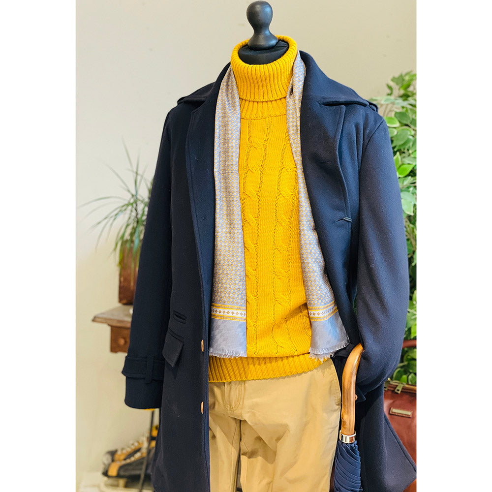 Blauer Seidenschal mit Wollfutter⎪ Giorgio Redaelli