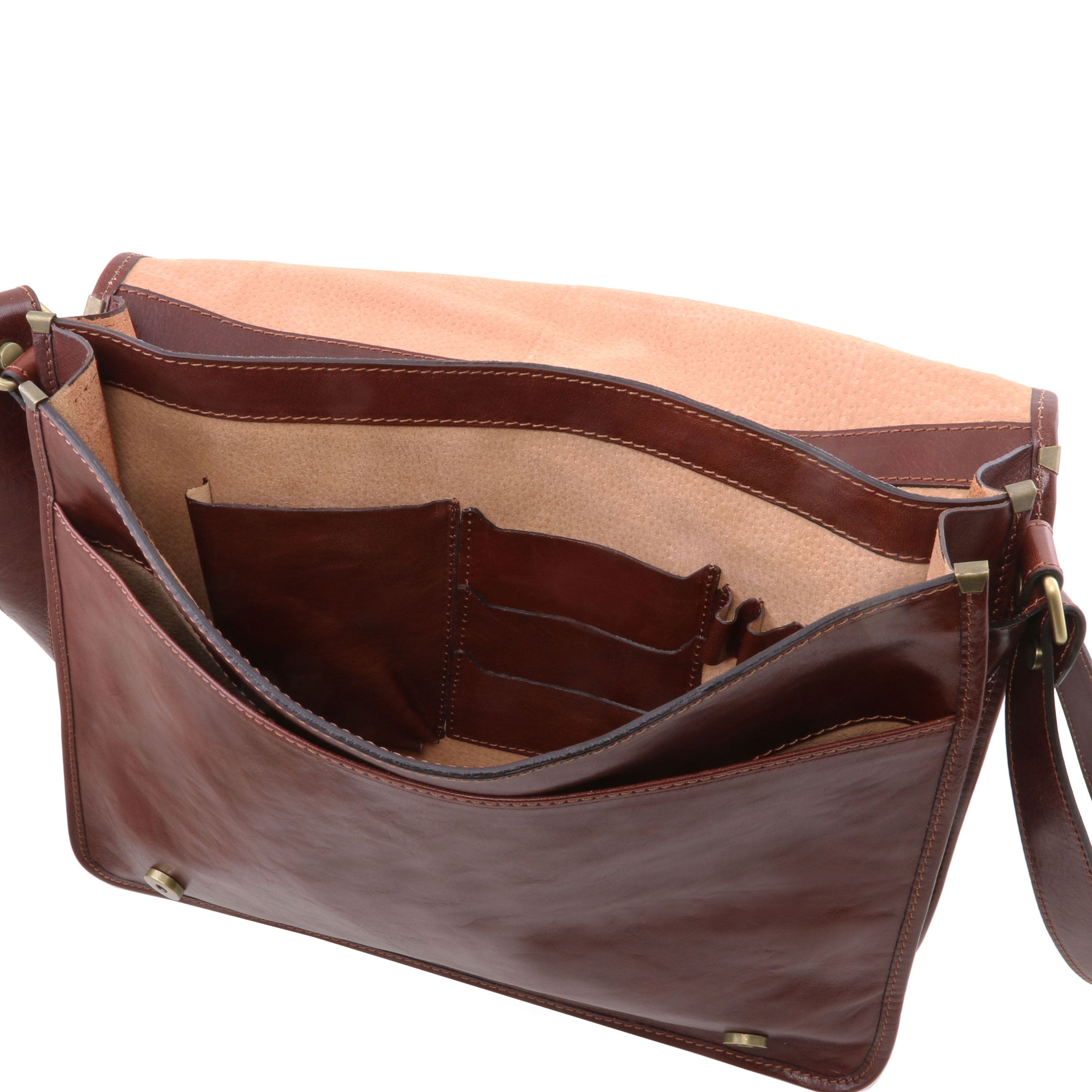 Stor brun messenger väska⎪ Tuscany Leather